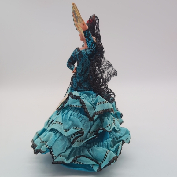 Vintage 1950s Marin Chiclana Flamenco Dancer Doll W/Original Tag Blue Dress - Picture 4 of 8